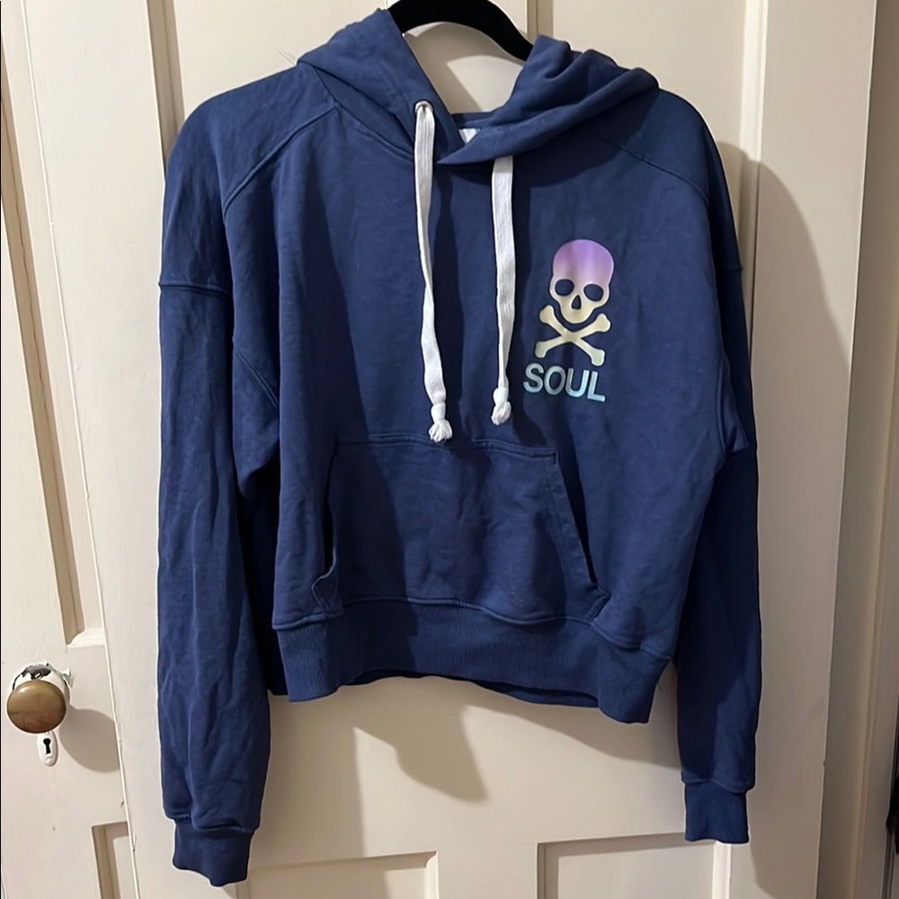 Soulcycle Blue Hoodie with Skull Graphic